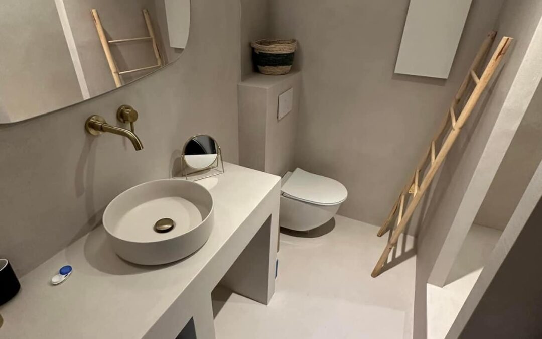 Chantier salle de bain béton ciré au Touquet